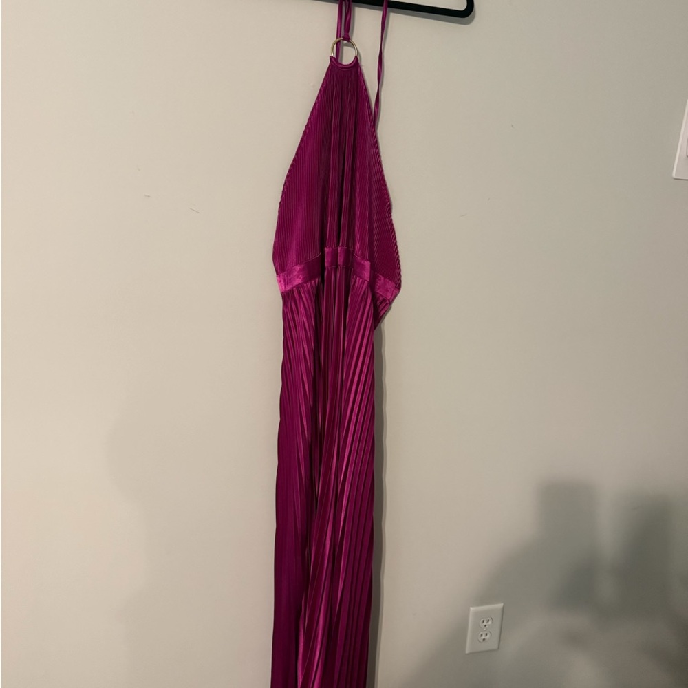 L'IDÉE Fuchsia Pleated Halter Dress